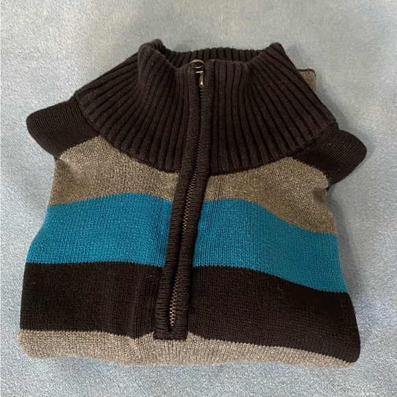 Carbon men’s black, gray & blue 1/4 zip 100% cotton sweater - Picture 14 of 14